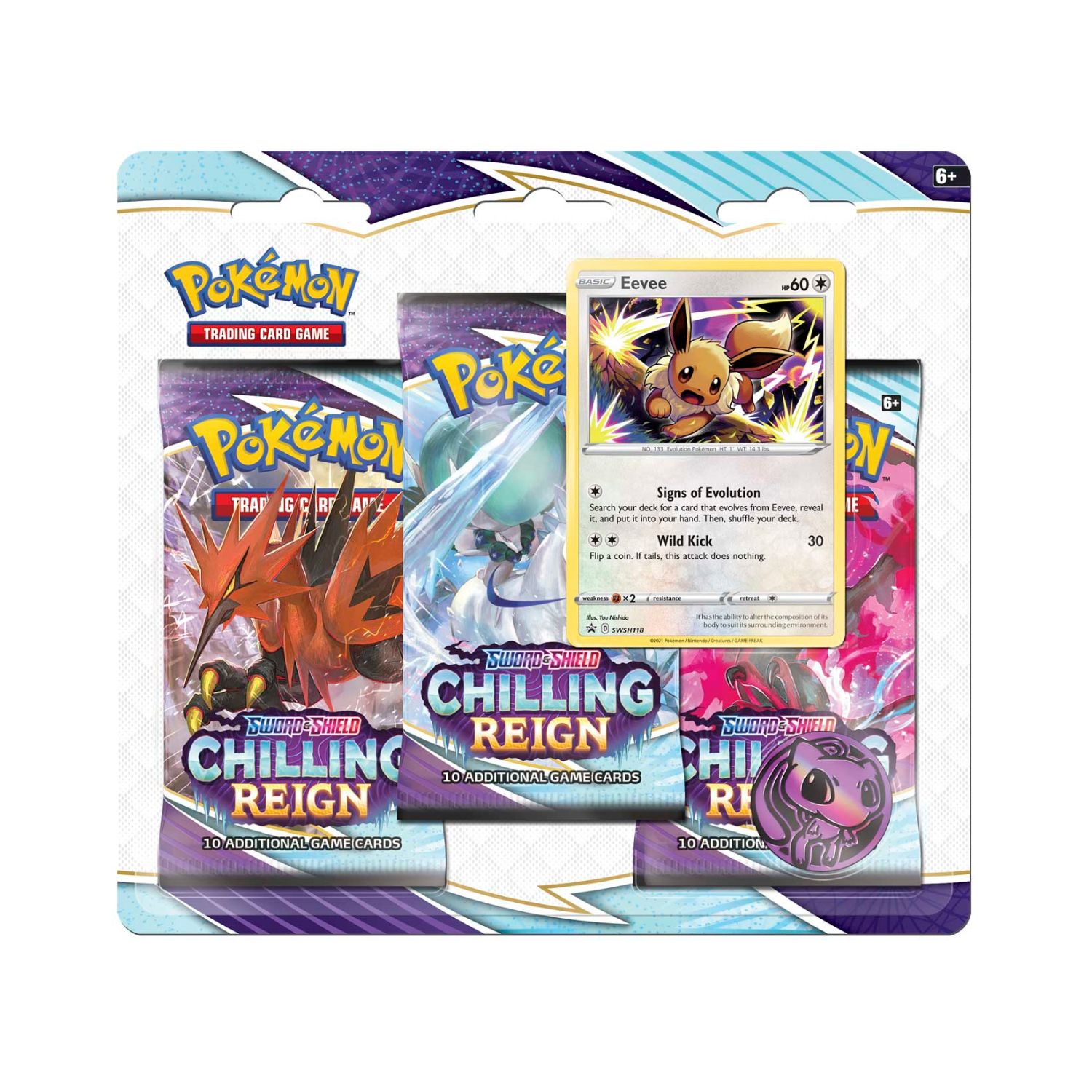 Pokemon TCG Sword Shield 6 Chilling Reign 3 pack Blister Eevee Nerdom
