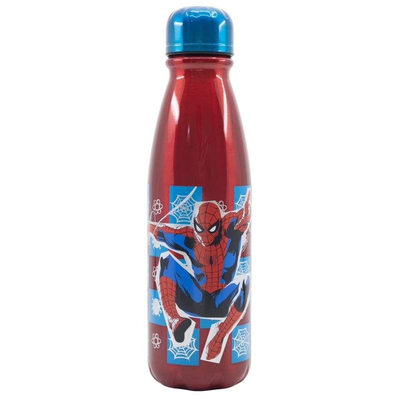 Bouteille Spiderman 530 Ml – Forme Carrée, Paille Intégrée, BPA-free, Pour Enfants