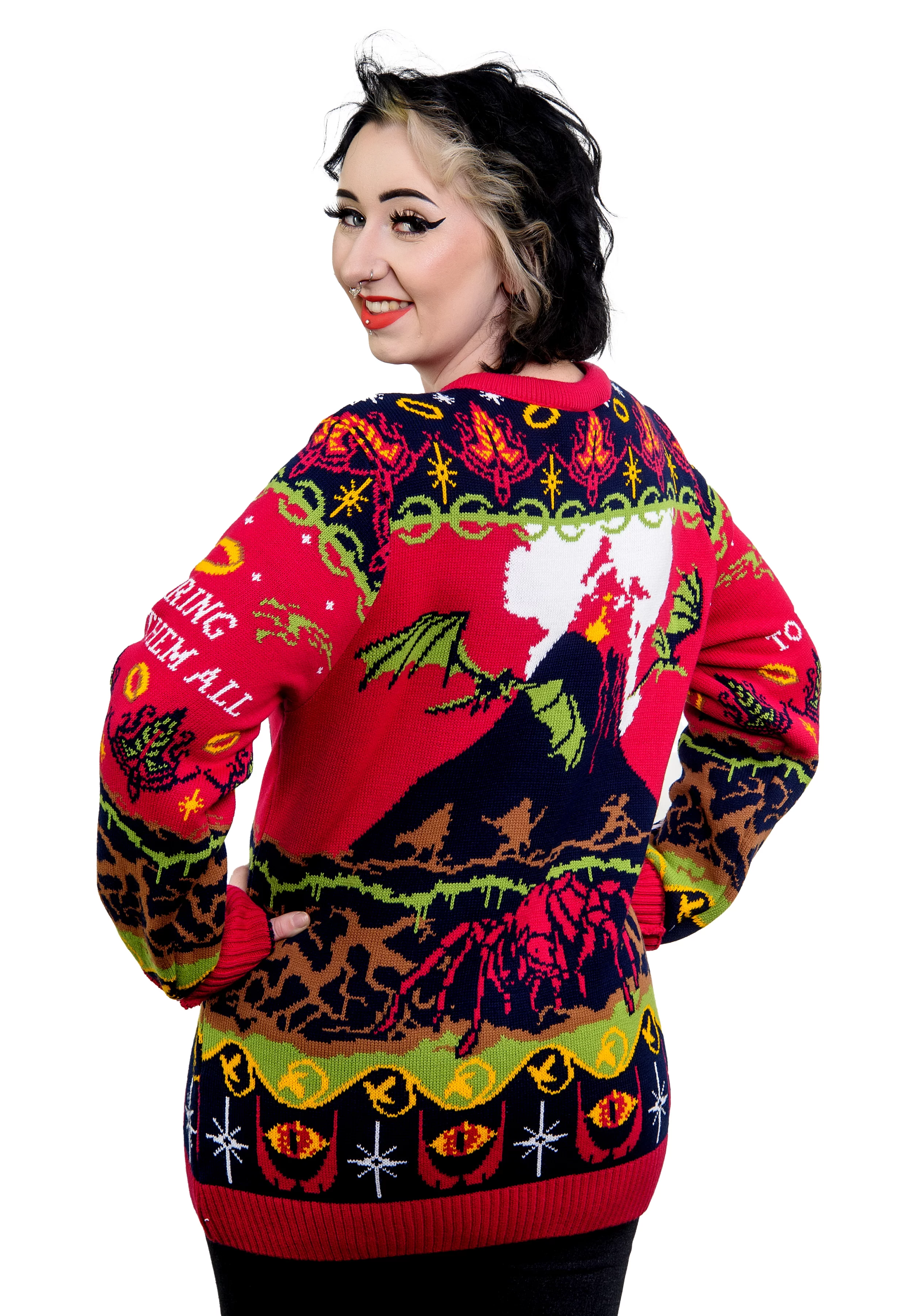Maglione Natalizio Ufficiale Il Signore Degli Anelli - Unisex Con Occhio Di Sauron E Simboli, Morbido E Caldo In Acrilico