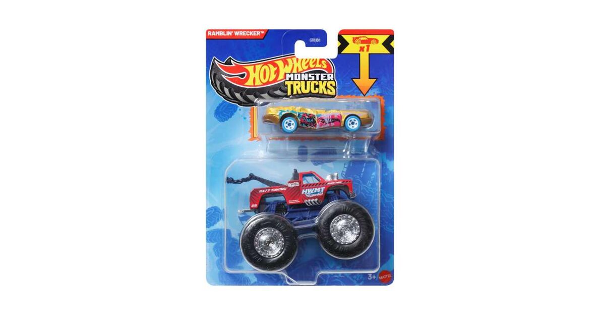 Mattel Hot Wheels: Monster Trucks Ramblin' Wrecker Pack Vehicles  (JCG35) Nerdom, Greece