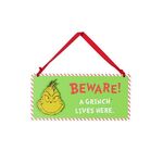 Product The Grinch Beware A Grinch Lives Here Hanging Plaque thumbnail image
