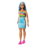 Product Mattel Barbie Doll - Fashionistas #218 Long Blue Hair Curvy Doll with Rainbow Top  Teal Skirt (HRH16) thumbnail image