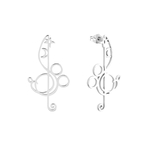 Product Disney Couture Fantasia Sorcerer's Apprentice Mickey White Gold-Plated Treble Clef Earrings thumbnail image