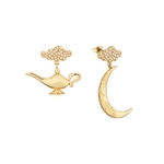 Product Disney Couture Disney Aladdin Gold-Plated Moon &  Genie Lamp in the Night Earrings thumbnail image