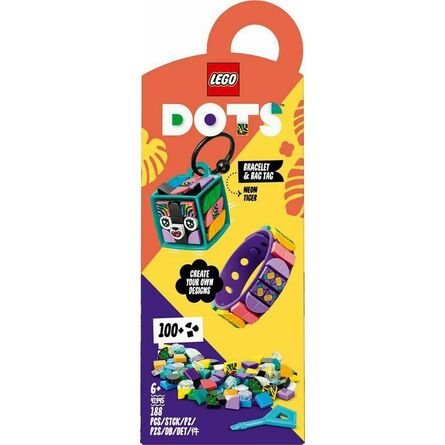 LEGO® DOTS: Βραχιόλι Τίγρης με Νέον Χρώματα & Ετικέτα Τσάντας (41945)