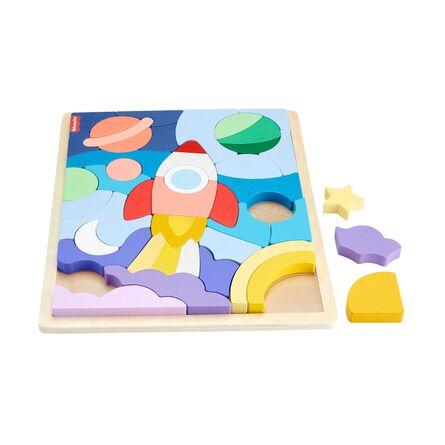 Παζλ Fisher-Price - Wooden Space Blocks Puzzle (HXY42)
