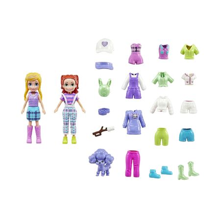 Mattel Polly Pocket: Tiny Worlds Big Surprises - Camping Playset (Glows in the Dark) (JCB23)