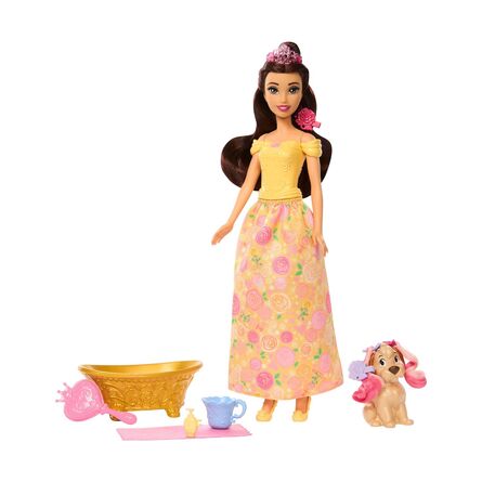 Mattel Disney Princess: Bella Bathe & Brush Dog - Fashion Doll (JFC42)