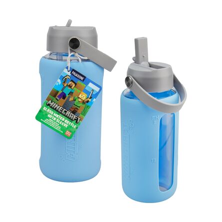 Paladone: Minecraft - Glass Water Bottle with Sleeve 