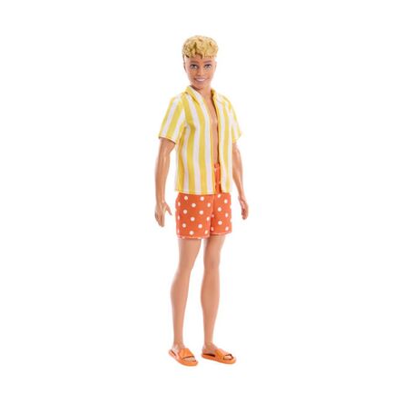 Κούκλα Mattel Barbie: Style - Ken Fashionistas Doll with Blond Hair, Yellow Polka-Dot Board Shorts with Yellow &amp; White Striped Shirt #252 (JJN66)