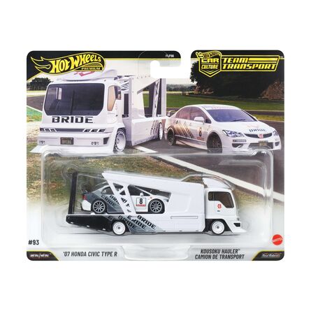 Mattel Hot Wheels Premium: Car Culture Team Transport – Hw Honda Civic Type-R &amp; Kousoku Hauler Vehicles (JHX94)