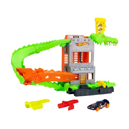 Πίστα Mattel Hot Wheels: Tracks With Beasts – Hot Wheels City Croc Pizza Attack (JHL93)