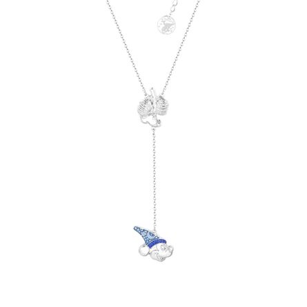 Disney Couture Fantasia Sorcerer's Apprentice Mickey & Mop White Gold-Plated Lariat Necklace