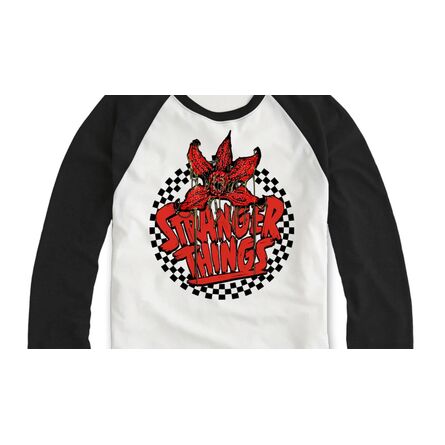 Stranger Things Checkered Circle Ls Long Sleeve Baseball Shirt