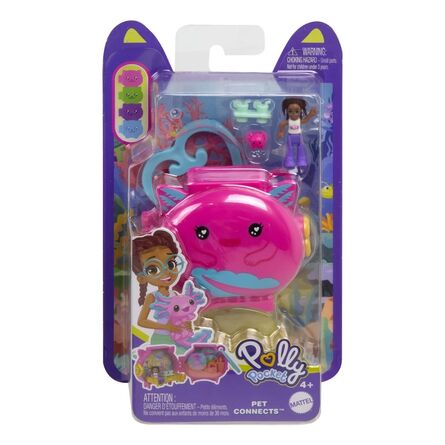 Mattel Polly Pocket Mini: Pet Connects - Axolotl Compact Playset (HXX22)