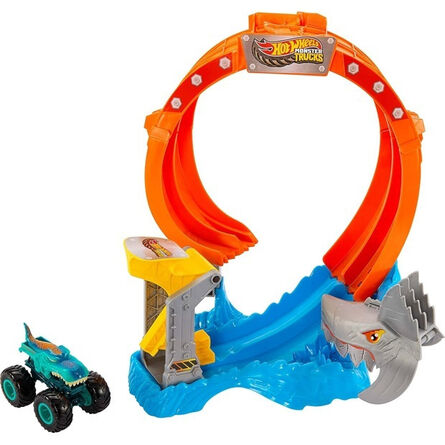 Πίστα Mattel Hot Wheels Monster Trucks: Sharks VS. Dinos - Spiral Shark Smash Playset (JFR08)