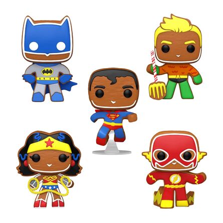 Φιγούρες Funko Pop! Heroes - DC Super Heroes - Gingerbread Batman, Aquaman, Superman, The Flash & Wonder Woman (Special Edition) 5-Pack