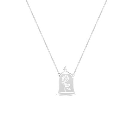 Disney Couture Ultimate Princess Sterling Silver Beauty & Beast Enchanted Rose Necklace