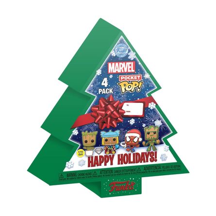 Φιγούρες Funko Pocket Pop! 4-Pack Marvel  Happy Holidays Tree Box GITD Diamond