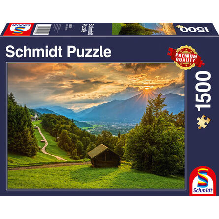 Puzzle 58970 Sunset Over The Mountain Village Of Wamberg 1500 Pieces