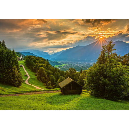 Puzzle 58970 Sunset Over The Mountain Village Of Wamberg 1500 Pieces