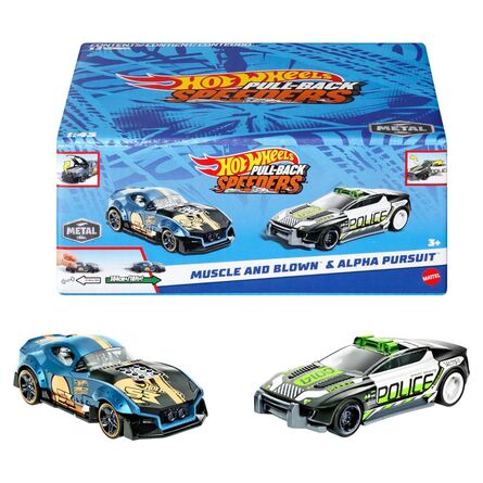 Mattel Hot Wheels: Pull-Back Speeders - Muscle and Blown  Alpha Pursuit (HPR97)