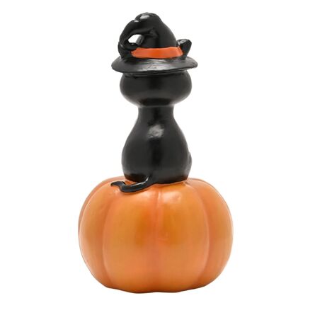Halloween Led  Cat On A Pumpkin Ornament