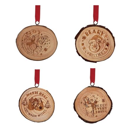 Χριστουγεννιάτικα Στολίδια Σετ των 4 Disney Winnie the Pooh Wooden