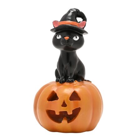 Halloween Led  Cat On A Pumpkin Ornament