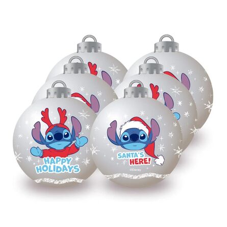 Χριστουγεννιάτικα Στολίδια Disney Stitch Silver 6 Christmas Baubles Pack