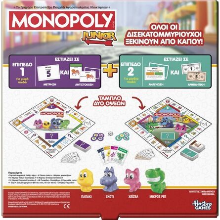 Επιτραπέζιο Παιχνίδι Hasbro Monopoly: Junior Square 2 in 1 (Greek Language) (G1856)