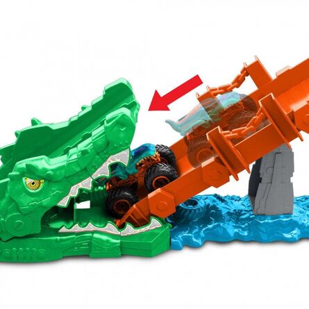 Mattel Hot Wheels Speed Snap: Monster Trucks - Crocodile Crash Challenge Playset (JJN45)