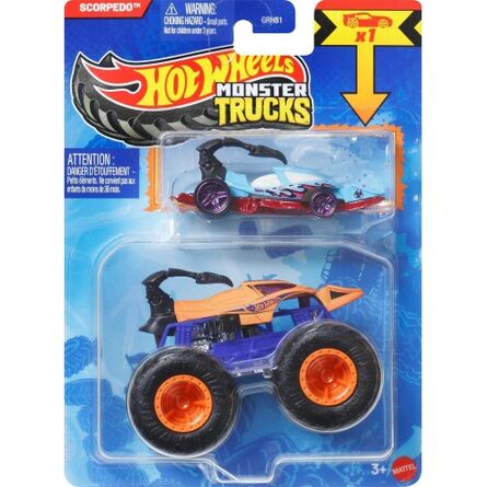 Mattel Monster: Trucks Vehicle With Small Car – Hw Mt Die-Cast &amp; Truck 10 (JJT61)