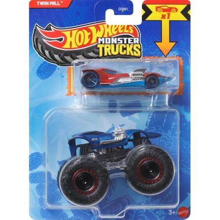 Mattel Monster: Trucks Vehicle With Small Car – Hw Mt Die-Cast &amp; Truck 5 (JJT56)