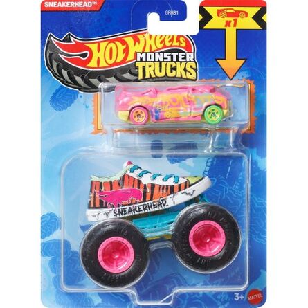 Mattel Monster: Trucks Vehicle With Small Car – Hw Mt Die-Cast &amp; Truck 7 (JJT58)