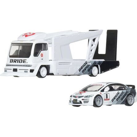 Mattel Hot Wheels Premium: Car Culture Team Transport – Hw Honda Civic Type-R &amp; Kousoku Hauler Vehicles (JHX94)
