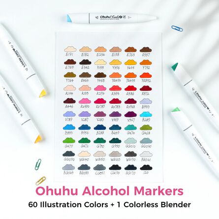 Ohuhu Markers Brush and Chisel Kaala 60 Manga Set