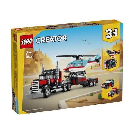LEGO® Creator: Φορτηγό με Επίπεδη Καρότσα και Ελικόπτερο, Παιχνίδι (31146)