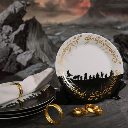 Πιάτα και Δαχτυλίδια Χαρτοπετσέτας Lord Of The Rins Set of 4 Plates with 4 Napkin Rings