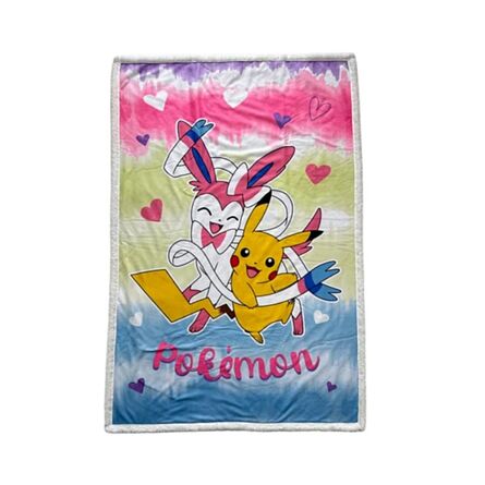 Κουβέρτα Pokemon Pikachu and Sylveon Plaid Sherpa Blanket