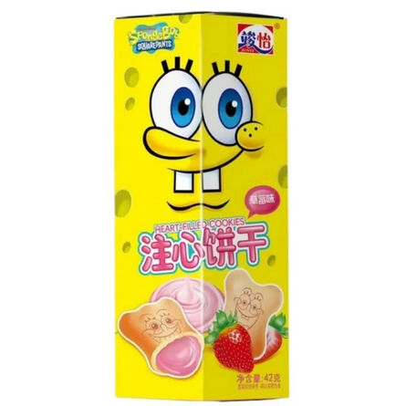 Spongebob Strawberry Heart Filled Cookies