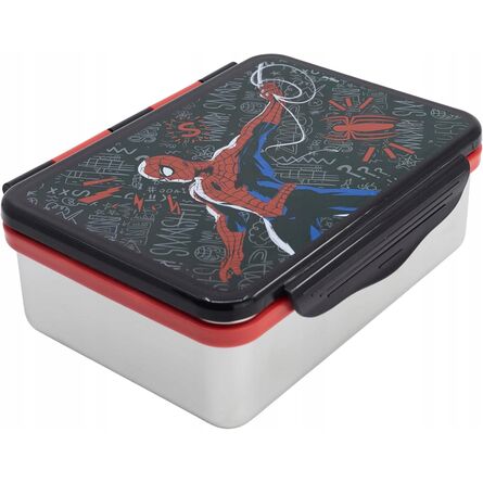 Marvel: Spiderman Black Board - Stainless Steel Clamp Rectangular Sandwich Box