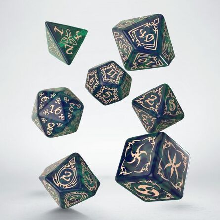 Tribal Dice Set: Blue-Green & Beige