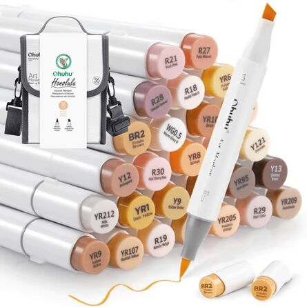 Ohuhu 36 Skin Tone Alcohol Art Markers Brush & Chisel