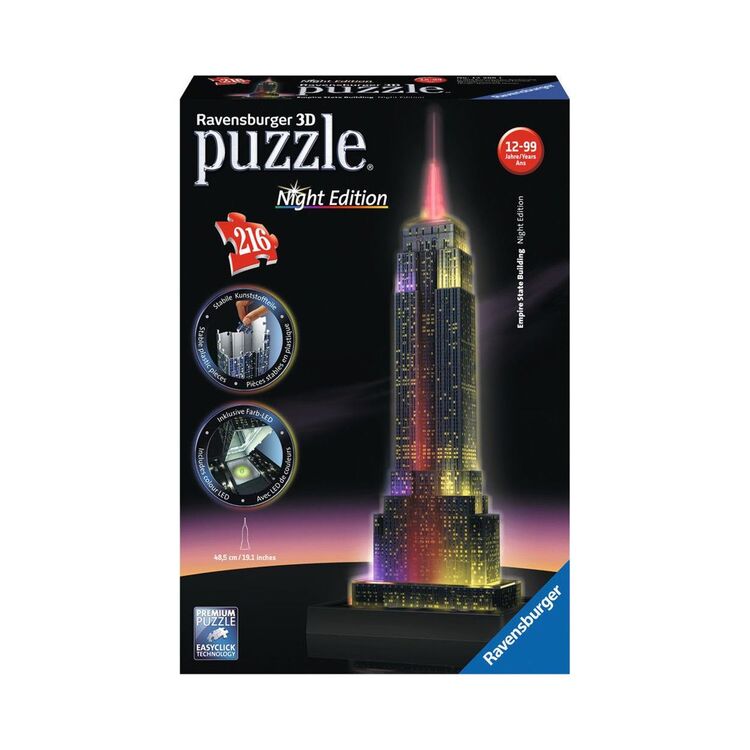 Product Ravensburger 3D Puzzle: Empire State Building With Lights (216pcs) (12566) image