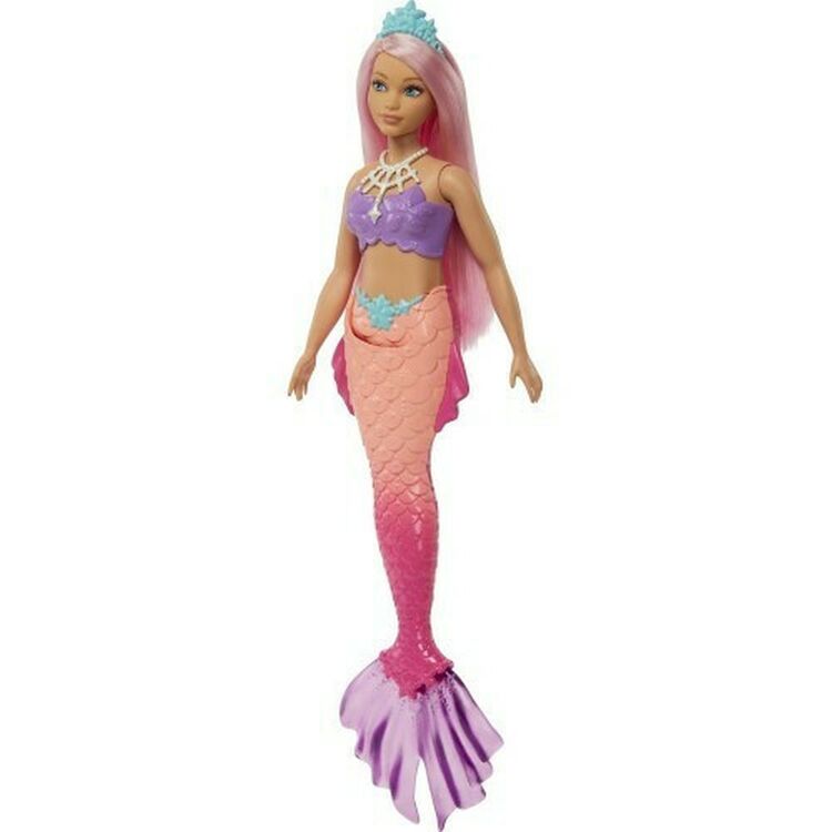 Product Mattel Barbie Dreamtopia: Curvy, Pink Hair Doll with Pink Ombre Mermaid Tail and Tiara (HGR09) image