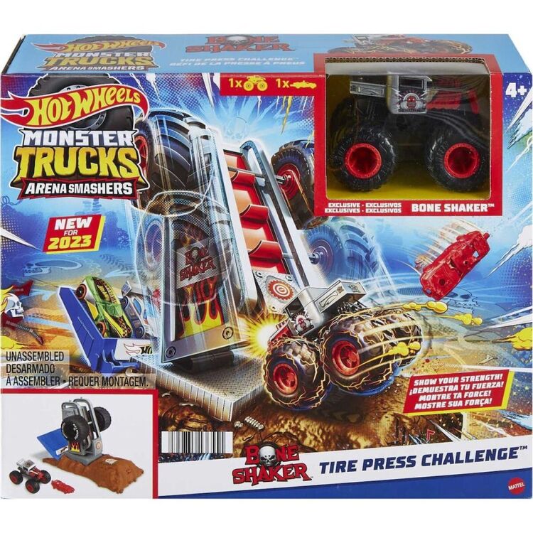 Product Mattel Hot Wheels Monster Trucks: Arena Smashers - Bone Shaker Tire Press Challenge (HNB88) image
