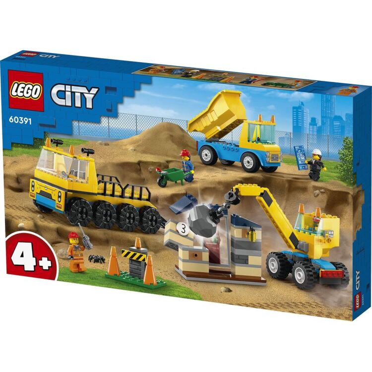 Product LEGO® City: Φορτηγά Οικοδομικών Υλικών και Γερανός με Μπάλα Κατεδάφισης (60391) image