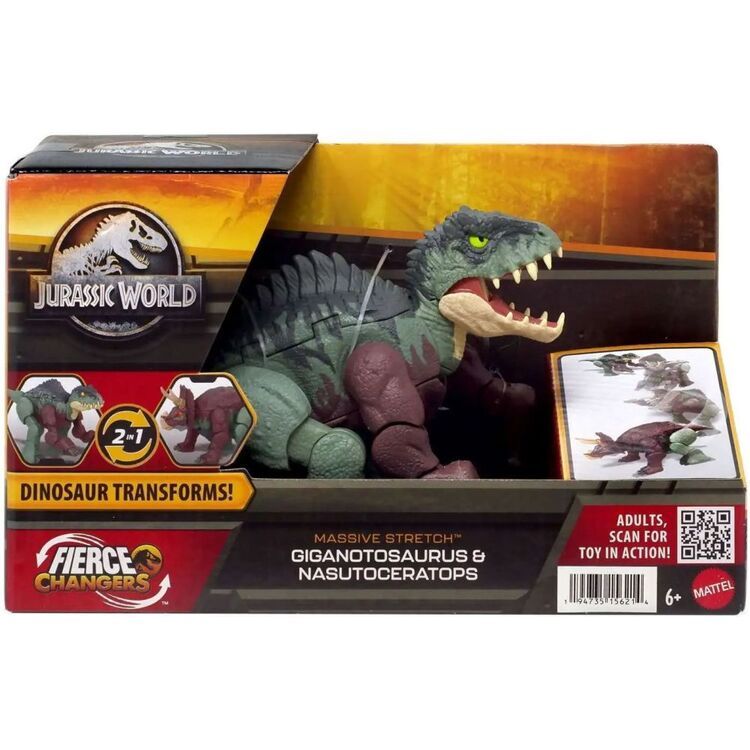 Product Mattel Jurassic World: Fierce Changers Massive Stretch - Giganotosaurus  Nasutoceratops (HPD34) image