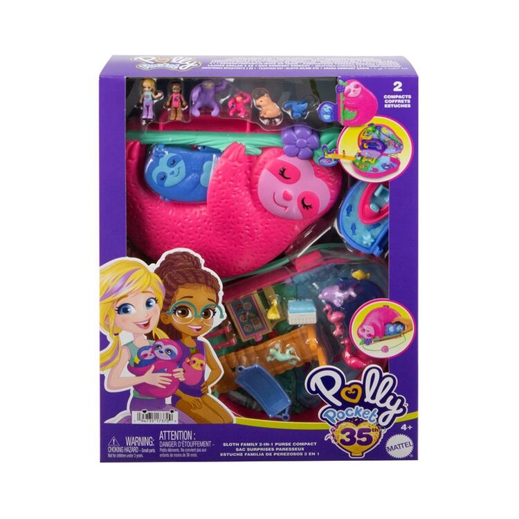 Product Mattel Polly Pocket: Sloth Family 2-in-1 Purse Compact (HRD40) image